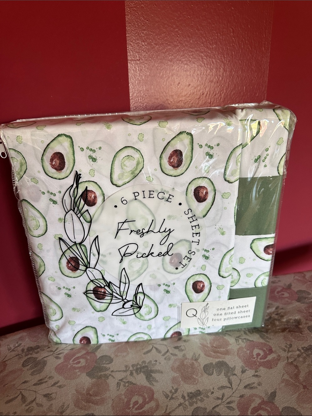 Avocado Print 6-Piece Queen Sheet Set - Green & White